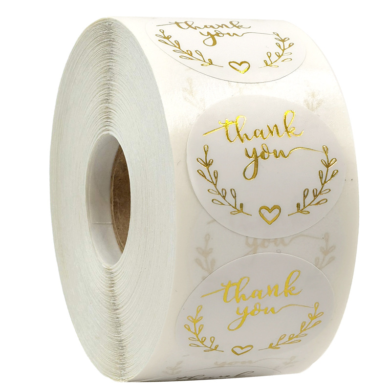 Stationery Supplies Business - 100-500 Uds pegatinas doradas de agradecimiento