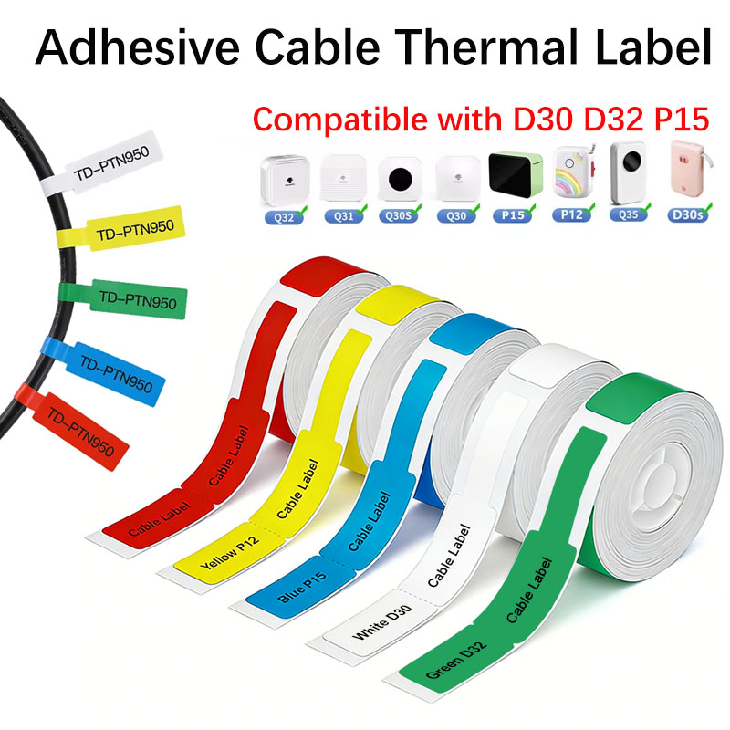 Label Printer Tape - Etiquetas Adhesivas Térmicas para Cables de