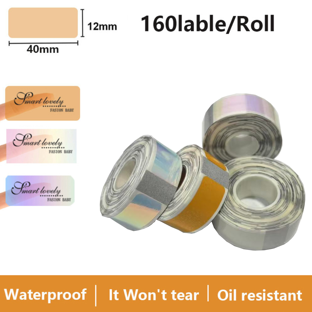 Label Printer Tape - Etiqueta adhesiva transparente 12*40mm 160 uds/rollo
