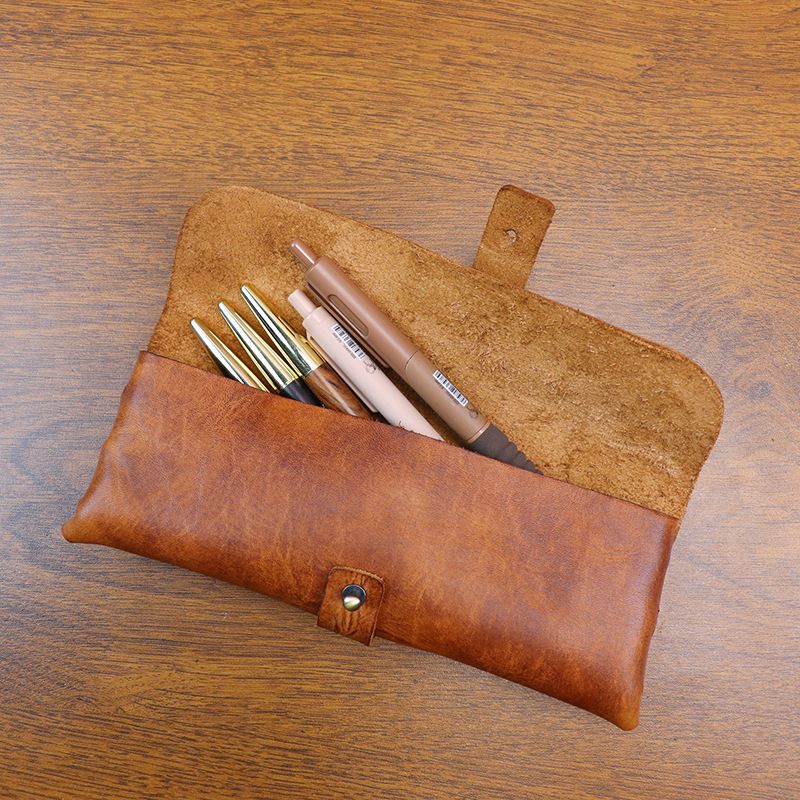 Estuche para lápices de cuero  - Tan Stationery & Office Supply reseña y precio